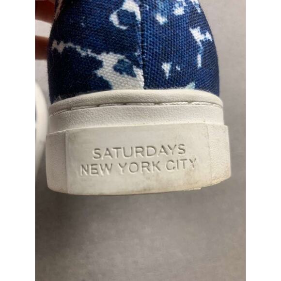 Saturdays NYC Vass Ash Slip On Sneakers Men 10 Blue Print Tie Die Low Top - Picture 2 of 8